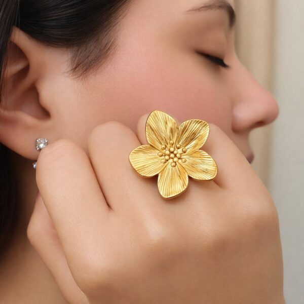 anel flor margarida feminino delicado