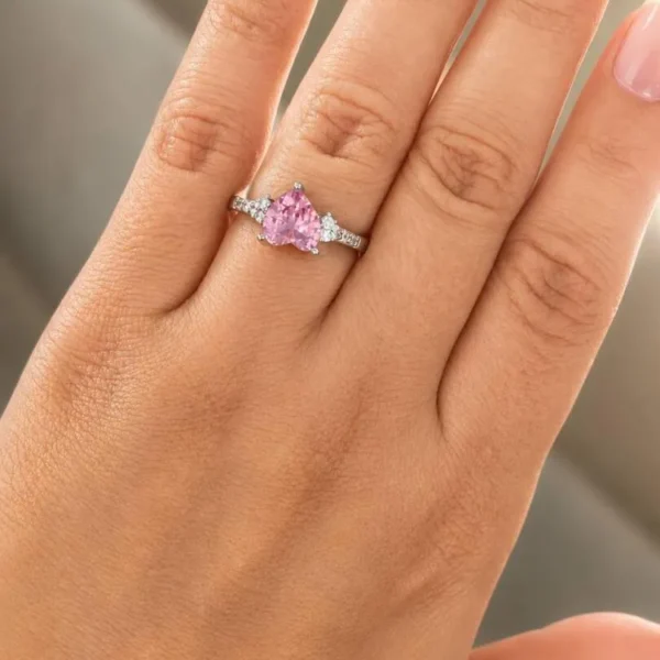 anel coração light rose feminino rodio branco