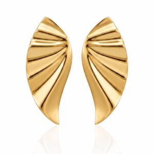 brinco orgânico estriado dourado feminino elegante