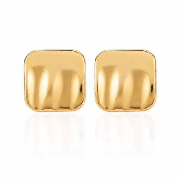 brinco quadrado orgânico dourado feminino