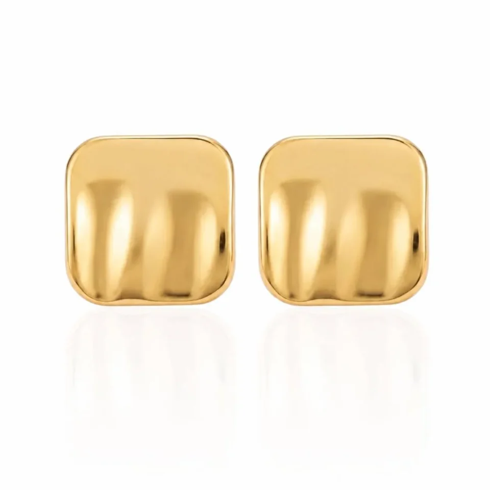 brinco quadrado orgânico dourado feminino