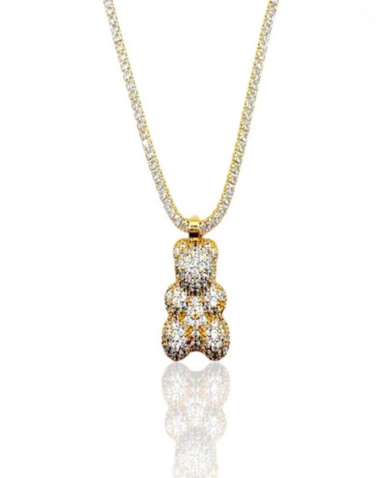 Colar Riviera Cravejado Ouro Urso