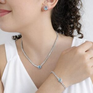 conjunto riviera ponto de luz azul aqua feminino elegante