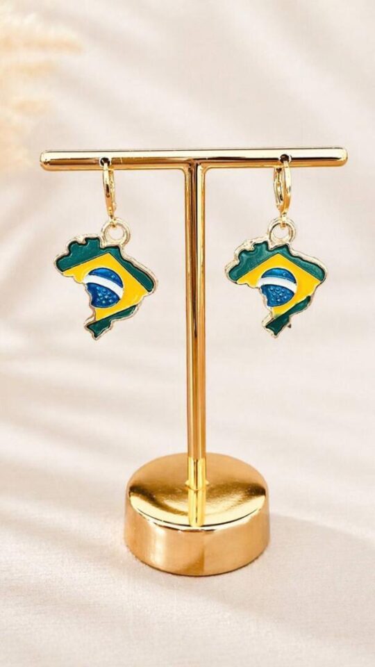 brinco argola mapa do brasil feminino moderno