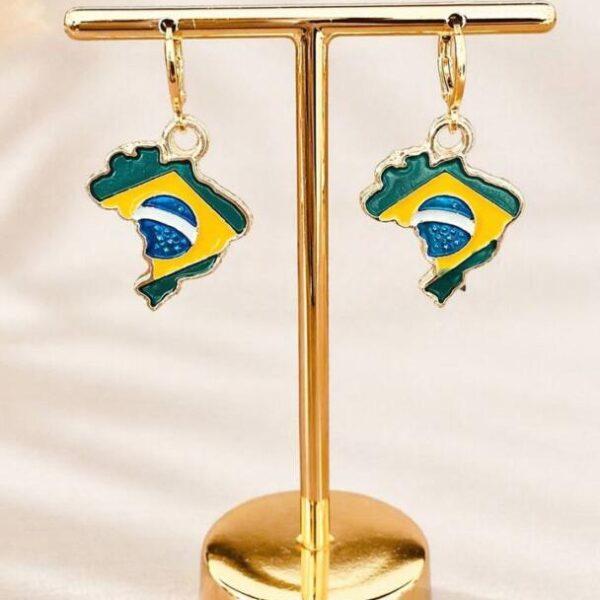 brinco argola mapa do brasil feminino moderno