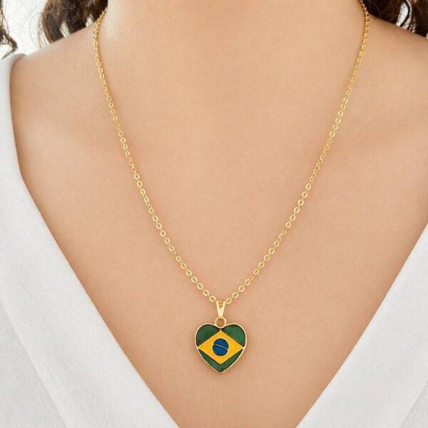 colar coracao brasil feminino elegante
