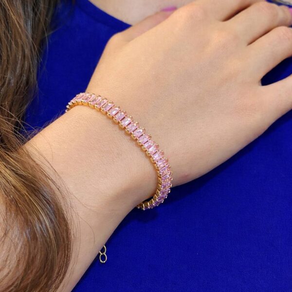 pulseira riviera baguete rose feminina elegante