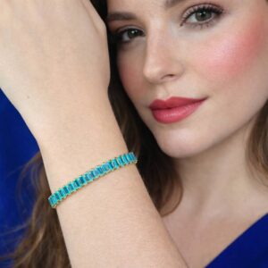 pulseira riviera baguete aqua feminina elegante