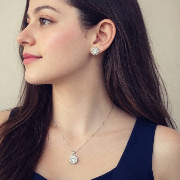 conjunto zirconias cristal semijoia elegante