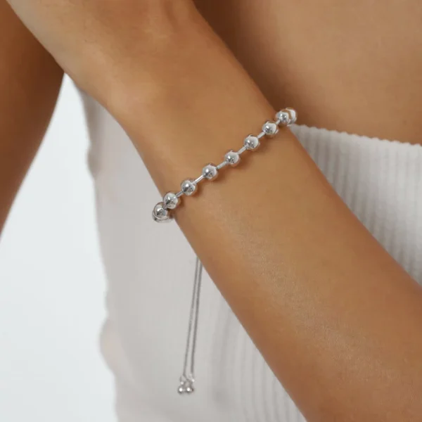 pulseira esferas ajustavel rodio feminino elegante